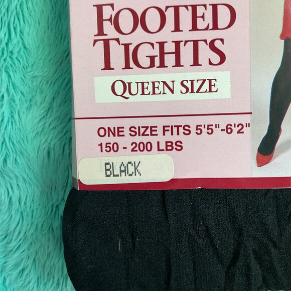 Vintage Perfection Footed tights Queen Plus Size Lot of 2 Black White NWT - Picture 9 of 13
